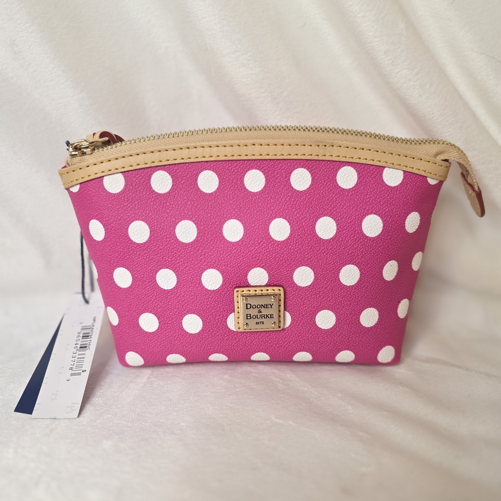 Dooney & Bourke Pink Polka Dot Cosmetic Bag Pouch. NWT - Picture 1 of 5